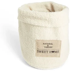 Panière laine bouclée beige 29xH32cm