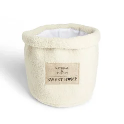 Panière laine bouclée beige H26cm