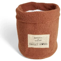 Panière laine bouclée marron 30xH26cm