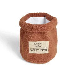 Panière laine bouclée marron 29xH32cm