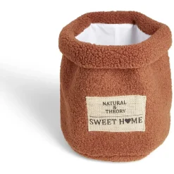 Panière laine bouclée marron 29xH32cm