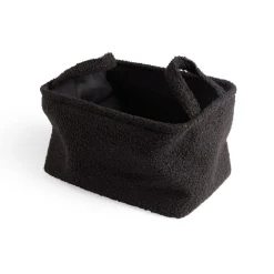 Panière laine bouclée noire 32x22xH18cm