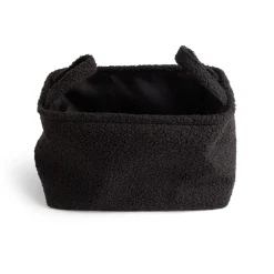 Panière laine bouclée noire 32x22xH18cm