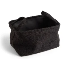 Panière laine bouclée noire 32x22xH18cm