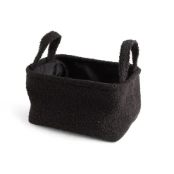 Panière laine bouclée noire 28x18xH15cm