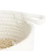 Panière naturelle fibre de maïs coton beige et blanc Ø18xH16cm
