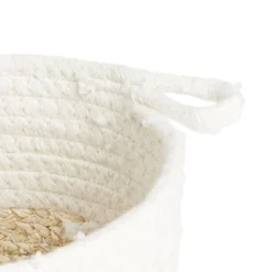 Panière naturelle fibre de maïs coton beige et blanc Ø18xH16cm