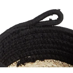 Panière naturelle jacinthe d'eau coton beige et noir Ø15xH12cm