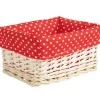 Panière osier rouge à pois blancs