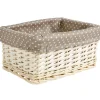 Panière osier taupe à pois blancs