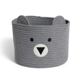 Panière ourson gris Ø30x24cm