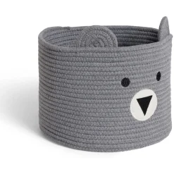 Panière ourson gris Ø30x24cm