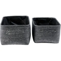 Panière rectangulaire gris effet pailleté x2