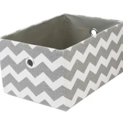 Panière rectangulaire imprimé zig zap gris blanc x3