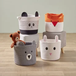 Panière renard orange et blanc Ø30x24cm