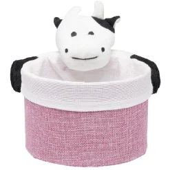 Panière ronde avec peluche animal Ø15 x H.14 cm