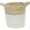 Panière ronde en coton tissé blanc naturel H26 cm