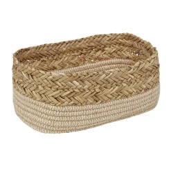 Panière ronde en Jacinthe d'eau et Coton tressé 30x19xH12 cm