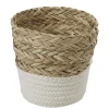 Panière ronde en jonc de mer blanc naturel petit modèle