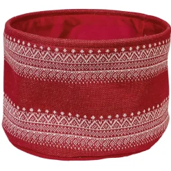 Panière ronde en laine rouge et blanc