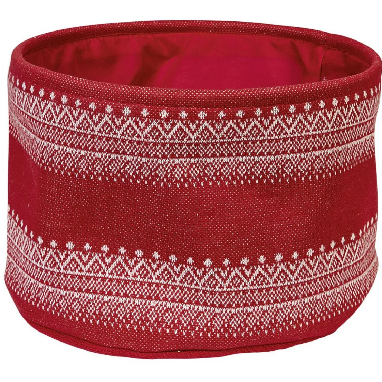 Panière ronde en laine rouge et blanc