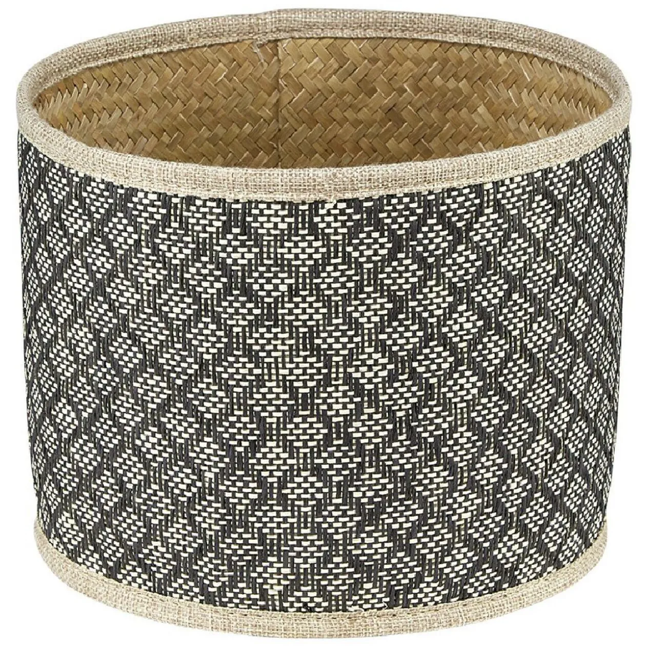 Panière ronde fibre tressée noir naturel Ø22xH.17 cm
