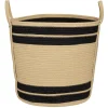Panière ronde naturel bandes noires Ø43xH43 cm - SAMI
