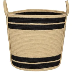Panière ronde naturel bandes noires Ø43xH43 cm - SAMI