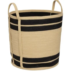 Panière ronde naturel bandes noires Ø43xH43 cm - SAMI