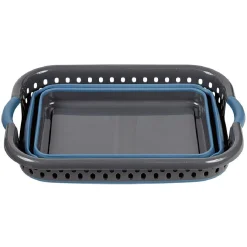 Panière rétractable en plastique gris et bleu