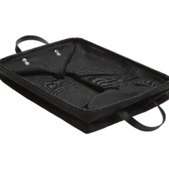 Panière textilène pliable avec anses simili cuir noir L45 cm