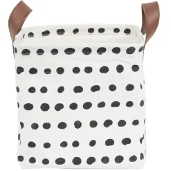 Panière tissu carrée avec anse motif pois noir et blanc 20x20x20cm