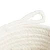 Panière tressée coton, maïs et polyester blanc et beige Ø15xH12cm