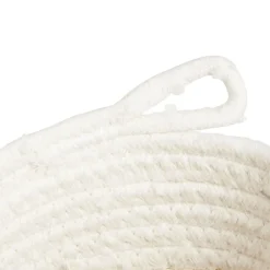 Panière tressée coton, maïs et polyester blanc et beige Ø15xH12cm
