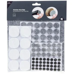 Patin adhésif en feutre blanc gris noir x125