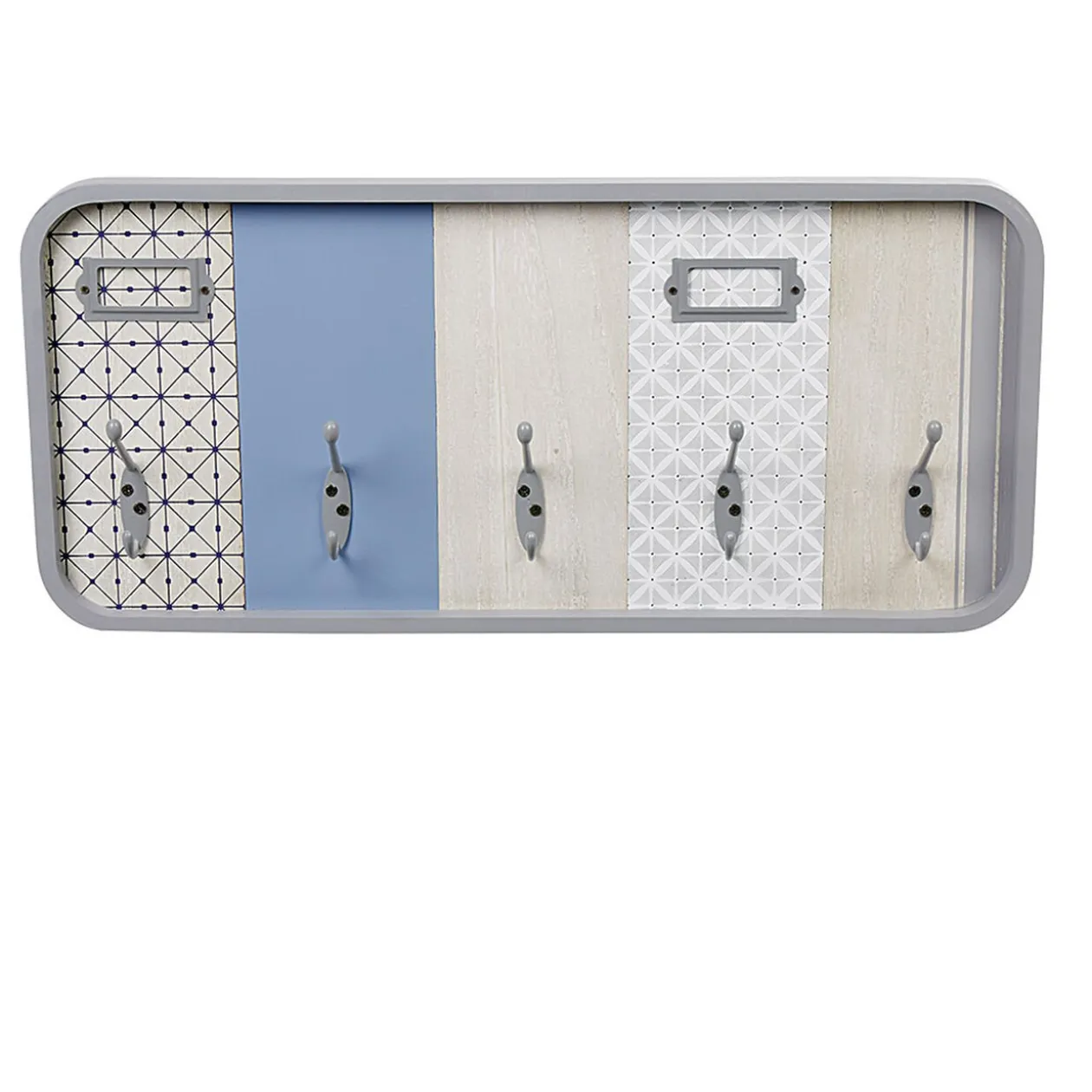 Patère à clefs déco murale 5 crochets et porte étiquettes