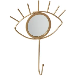 Patère 1 crochet déco forme oeil miroir effet laiton or