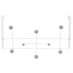 Patère de porte 6 crochets blanc et gris