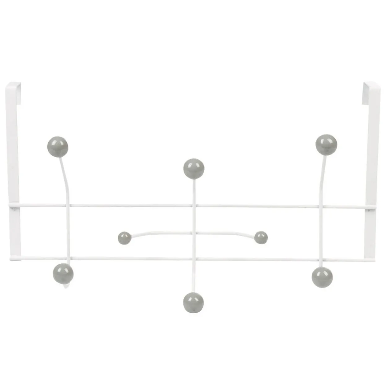 Patère de porte 6 crochets blanc et gris