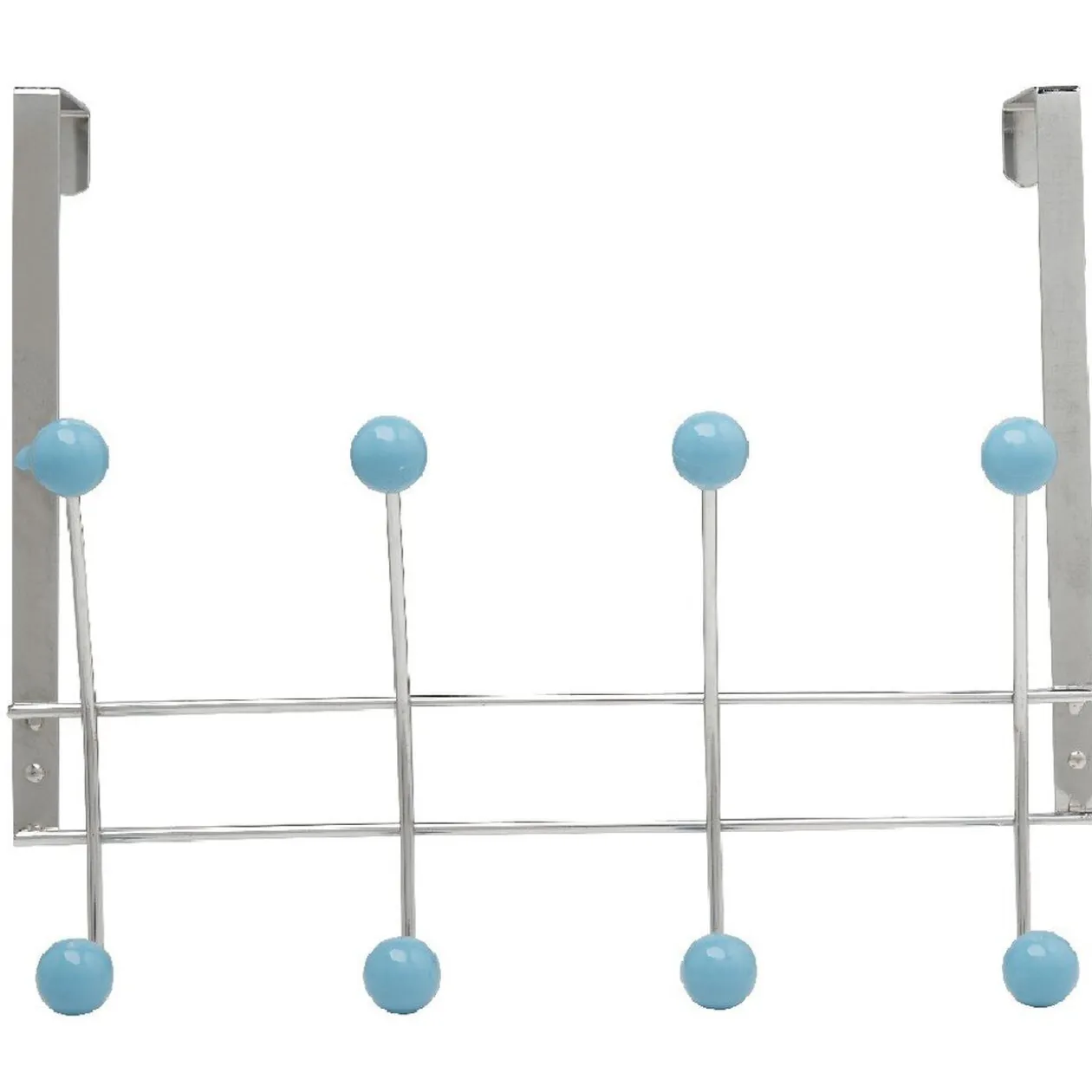 Patère de porte 8 crochets boule bleu