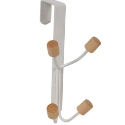 Patère de porte 4 crochets en métal et bois