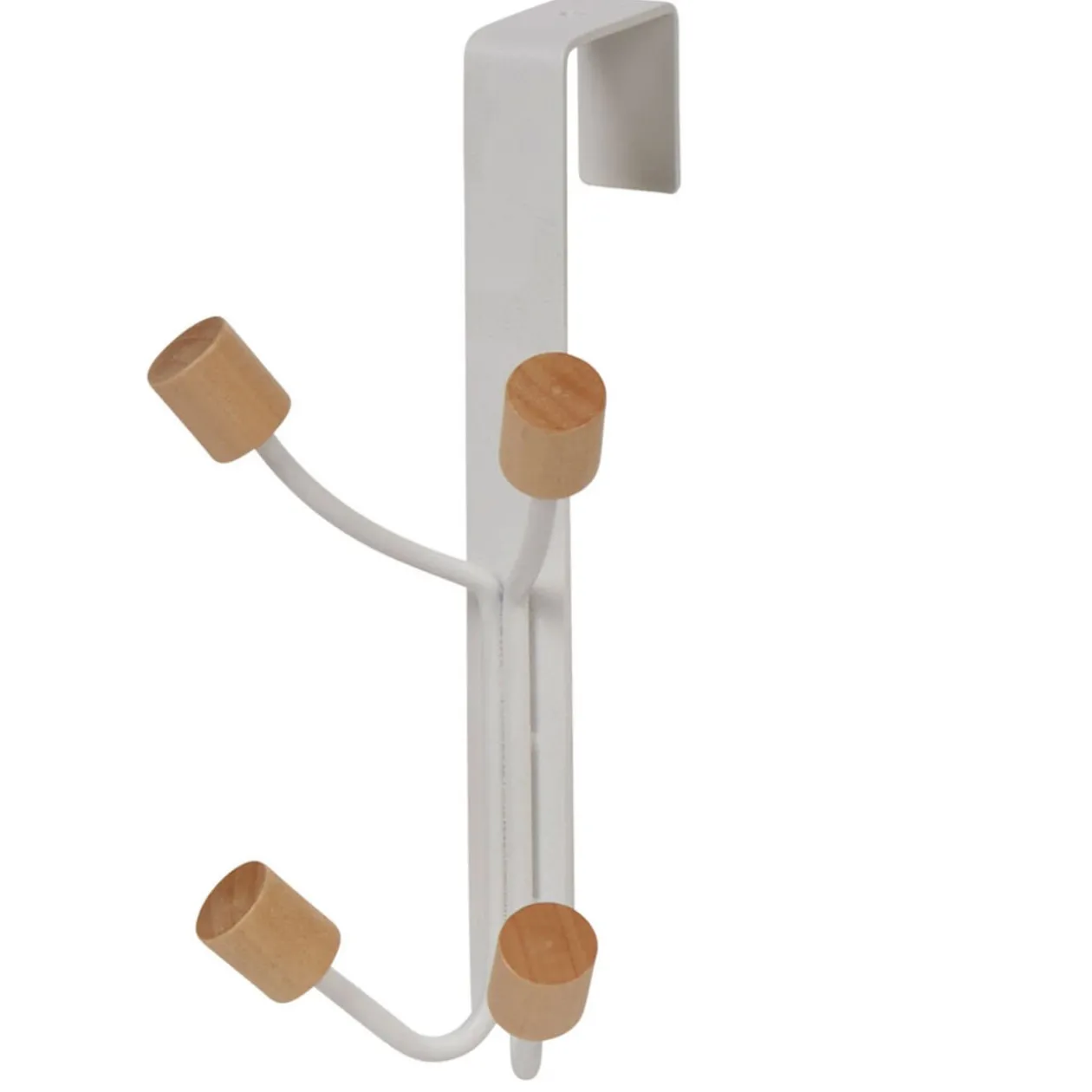 Patère de porte 4 crochets en métal et bois