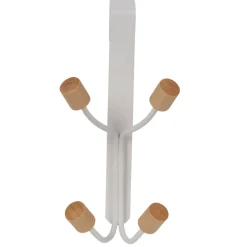 Patère de porte 4 crochets en métal et bois