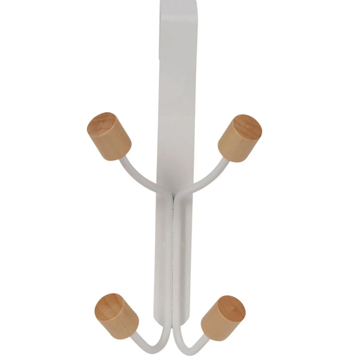 Patère de porte 4 crochets en métal et bois