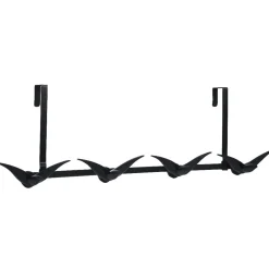 Patère de porte 4 crochets forme bonhomme suspendu métal noir
