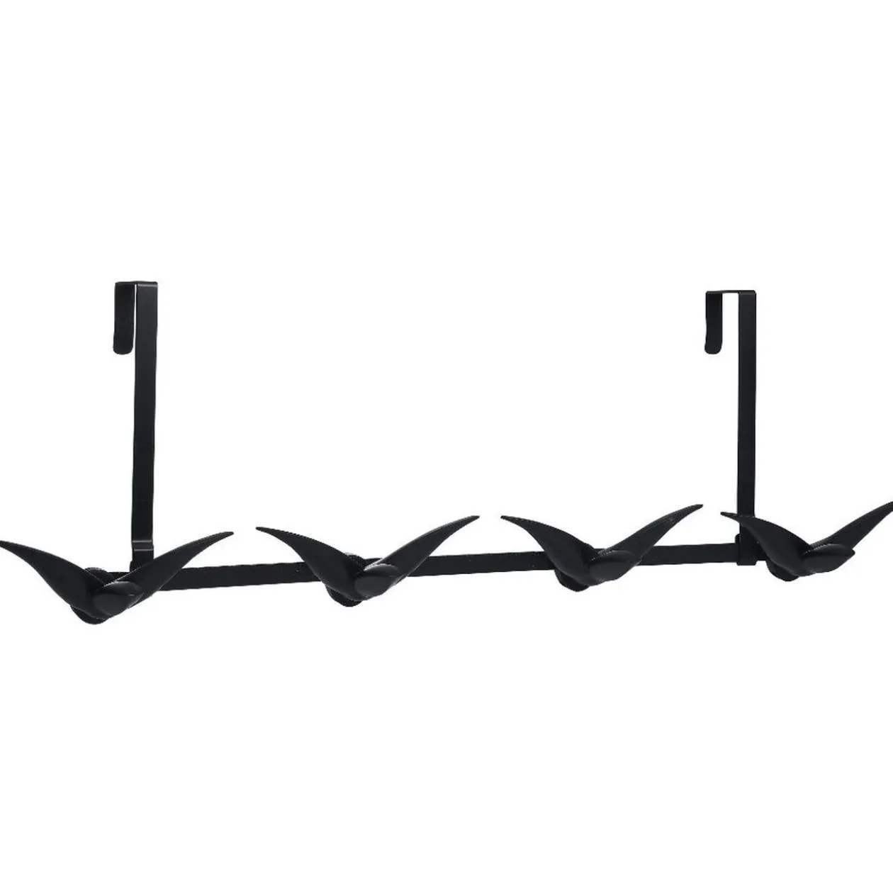 Patère de porte 4 crochets forme bonhomme suspendu métal noir