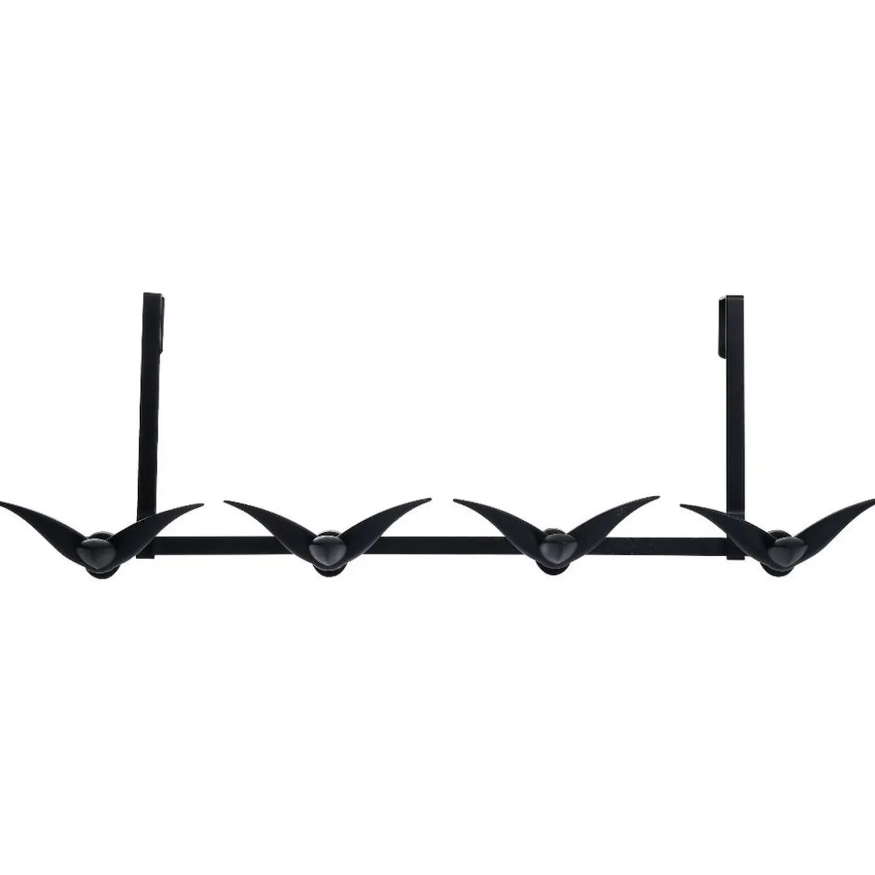 Patère de porte 4 crochets forme bonhomme suspendu métal noir