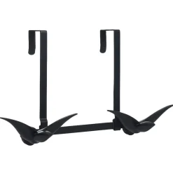 Patère de porte 2 crochets forme bonhomme suspendu métal noir