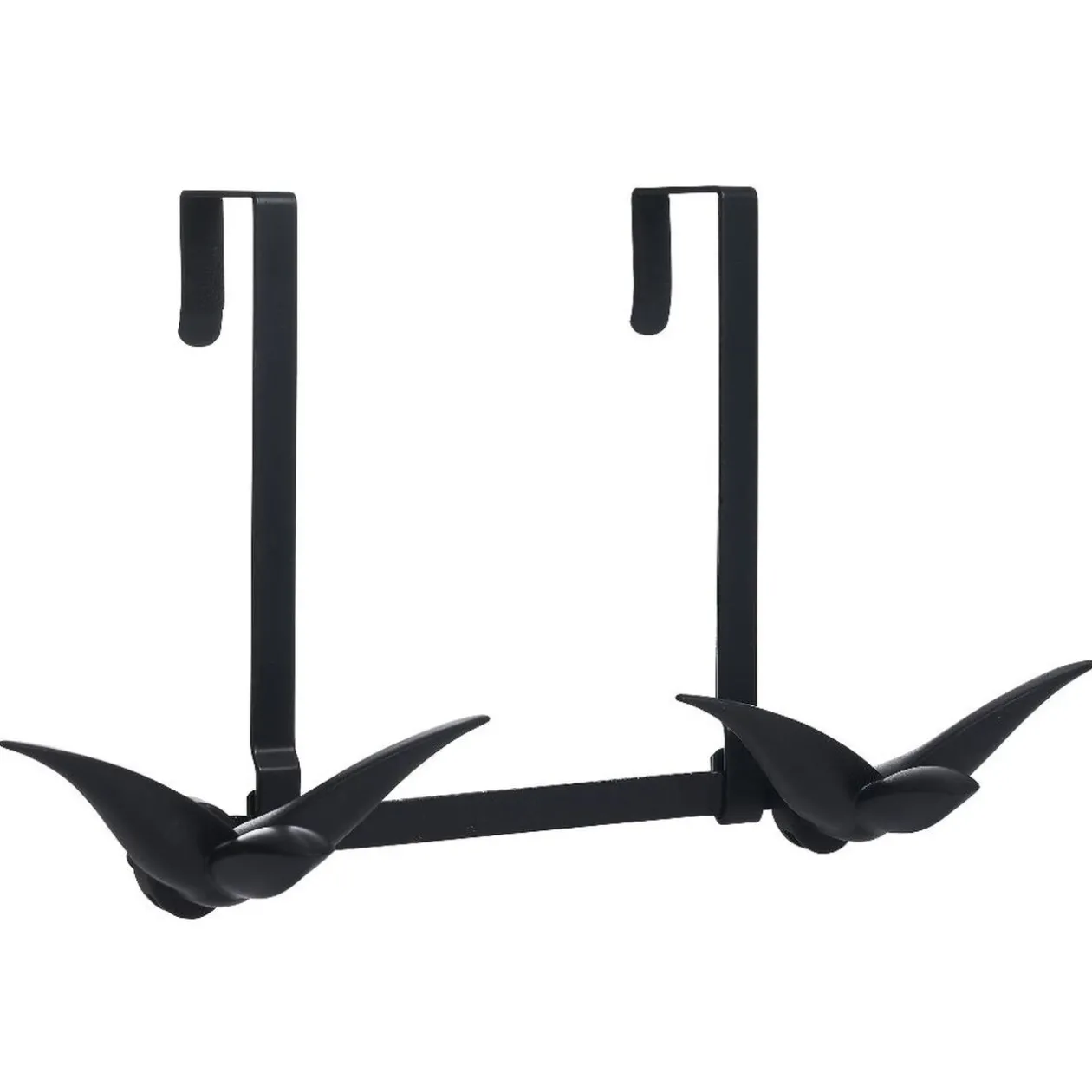 Patère de porte 2 crochets forme bonhomme suspendu métal noir