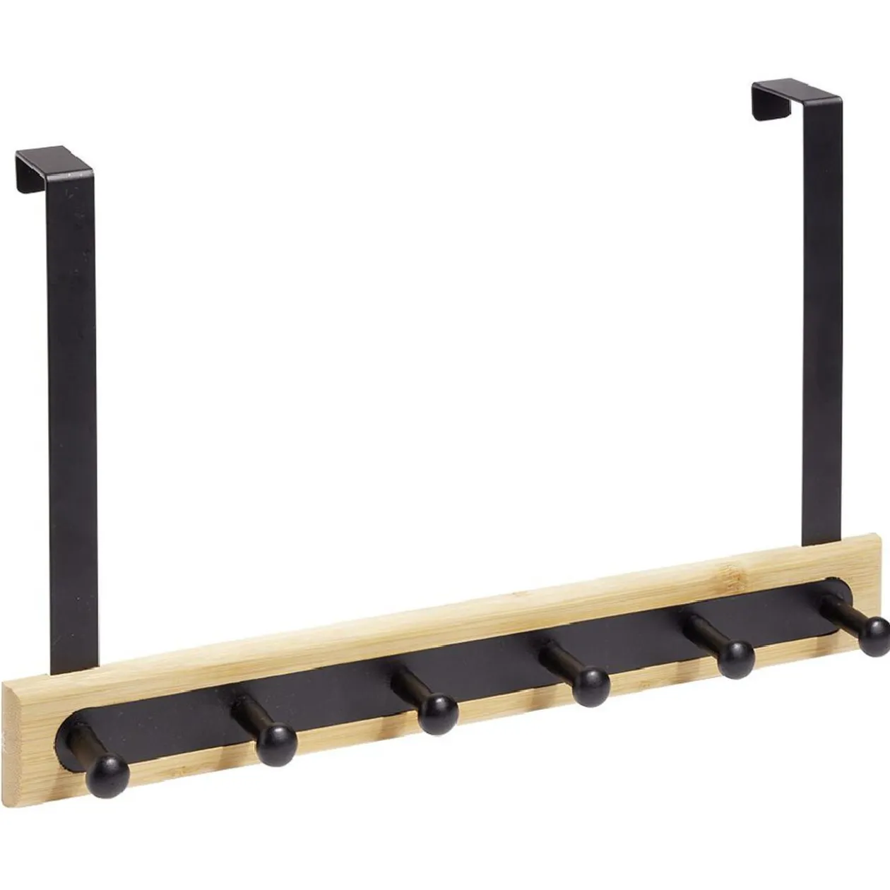 Patère de porte 6 crochets métal et bambou